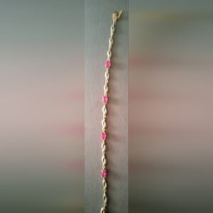 Dainty Pink and Gold Beaded Bracelet